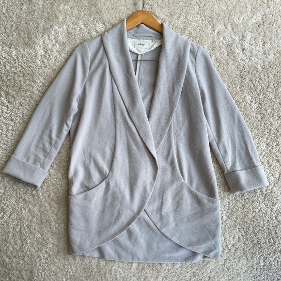 ARITZIA Wilfred Size 4 Chevalier Open Front Jacket Blazer Gray Crepe Lightweight - Picture 1 of 9